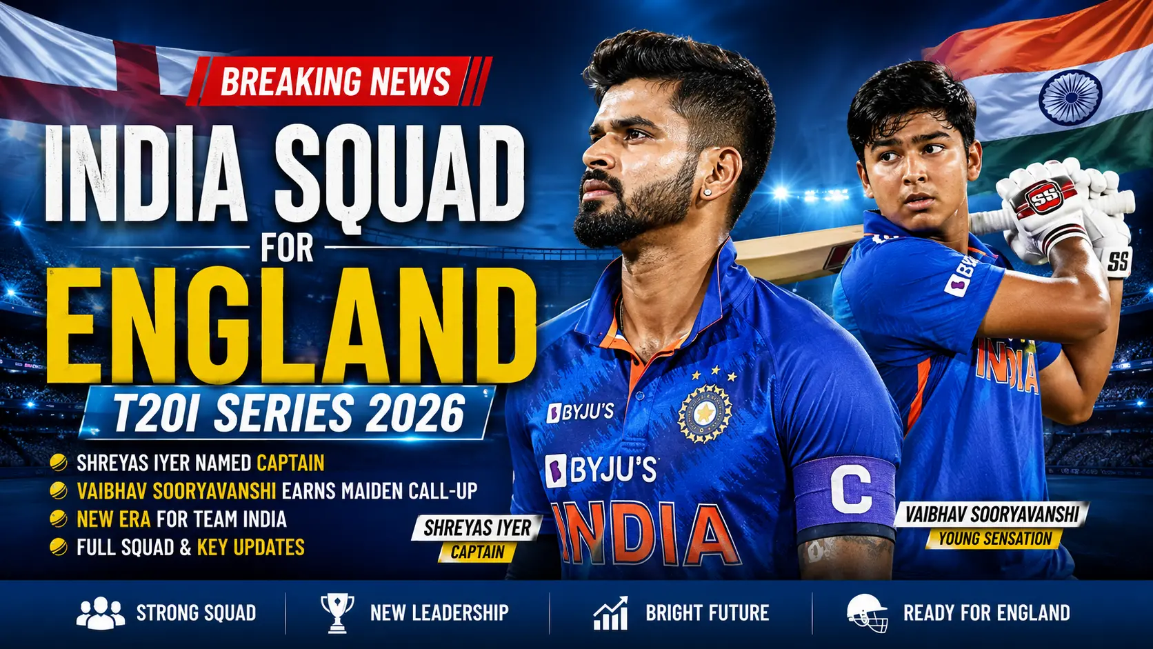 India Squad for England T20I Series 2026: Full Team, Captain and Key Updates